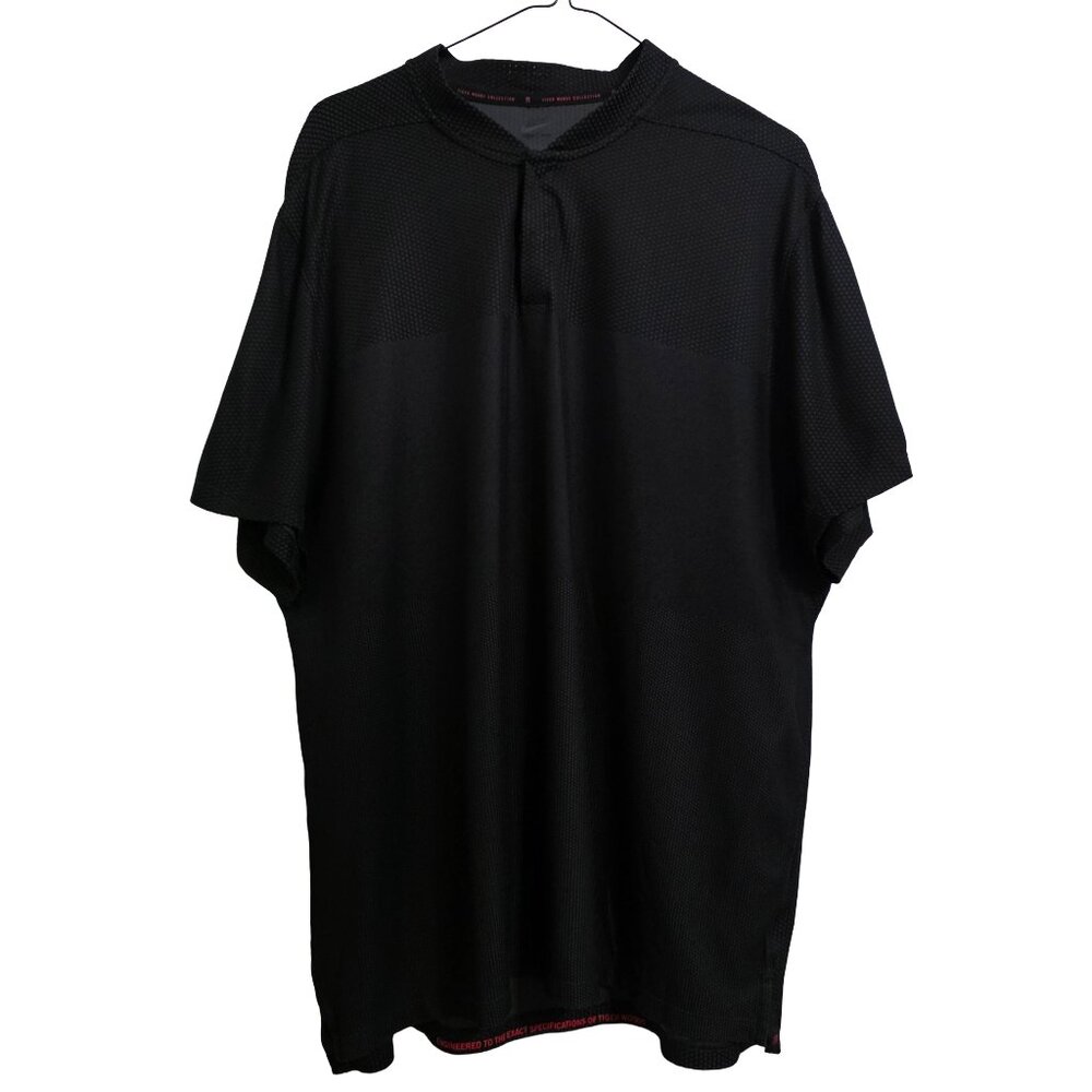 Nike Tiger Woods Dri-Fit Speed Blade Collar Black Golf Polo Shirt Men's Size XL